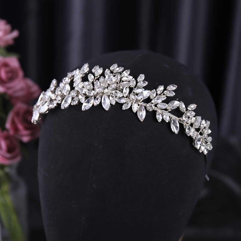 Bridal Headband Crystal Rhinestone Flower Wedding Hair Accessory for Women