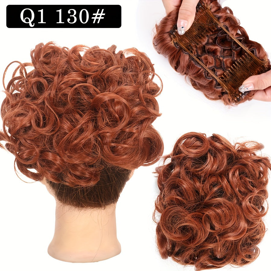 Women's Blonde Synthetic Messy Bun Hair Piece with Flowy Wavy Style