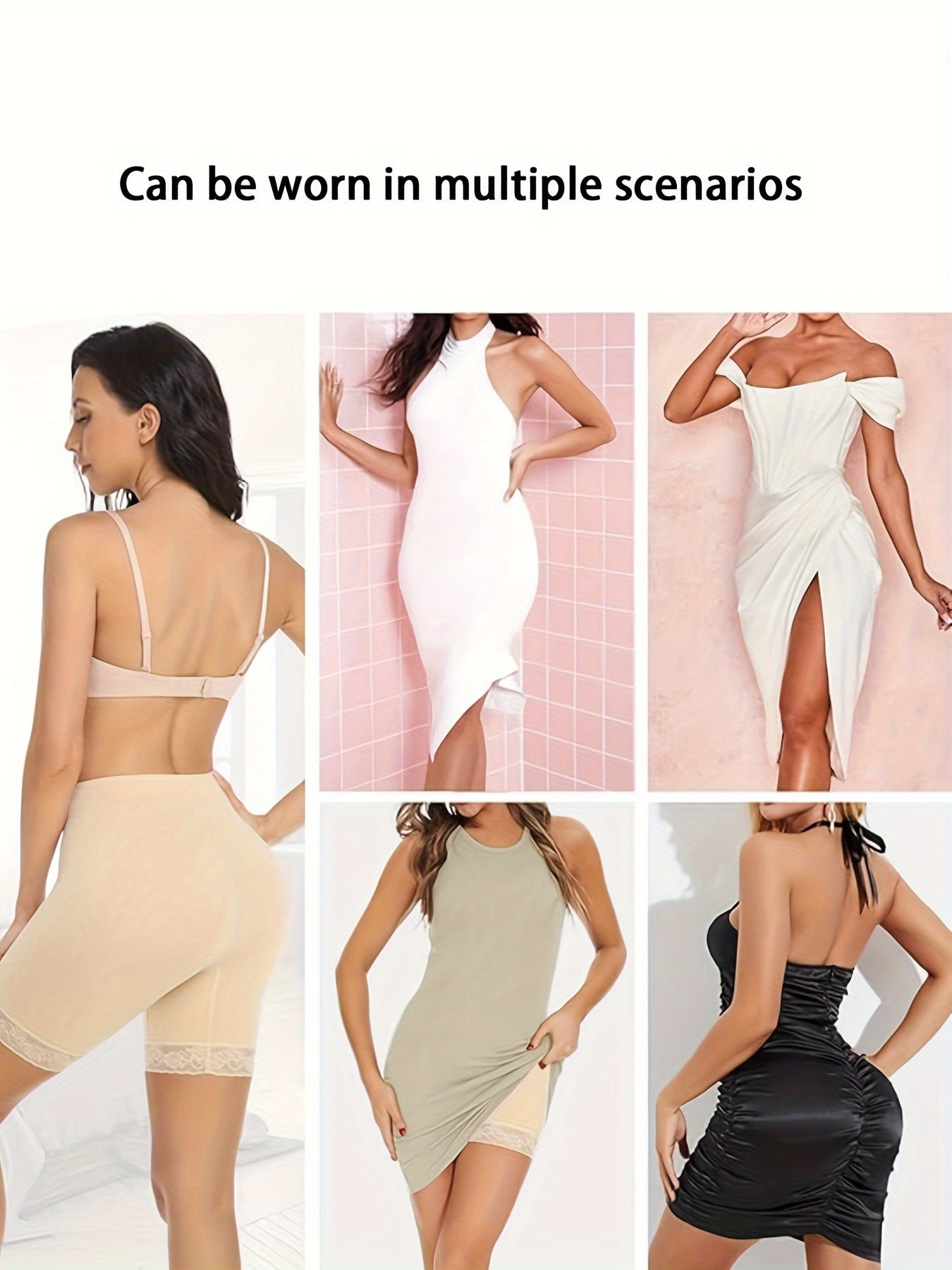 Women's Seamless High-Waist Chub Rub Shorts Anti-Chafing Lace Trim Nylon Elastane