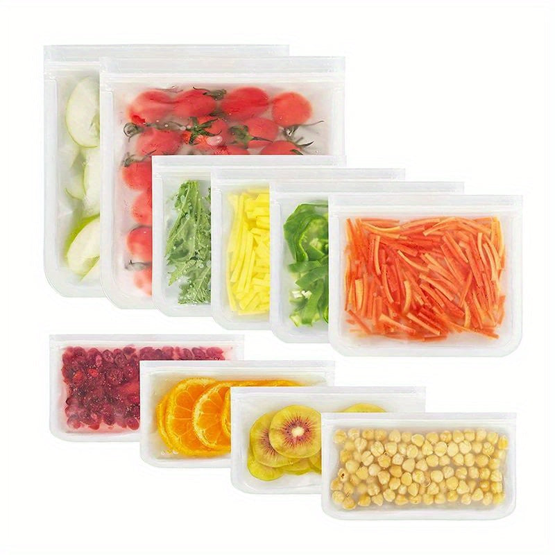 Reusable Food Storage Bags Leak-Proof Silicone Polyethylene Stand Up Zip Bags