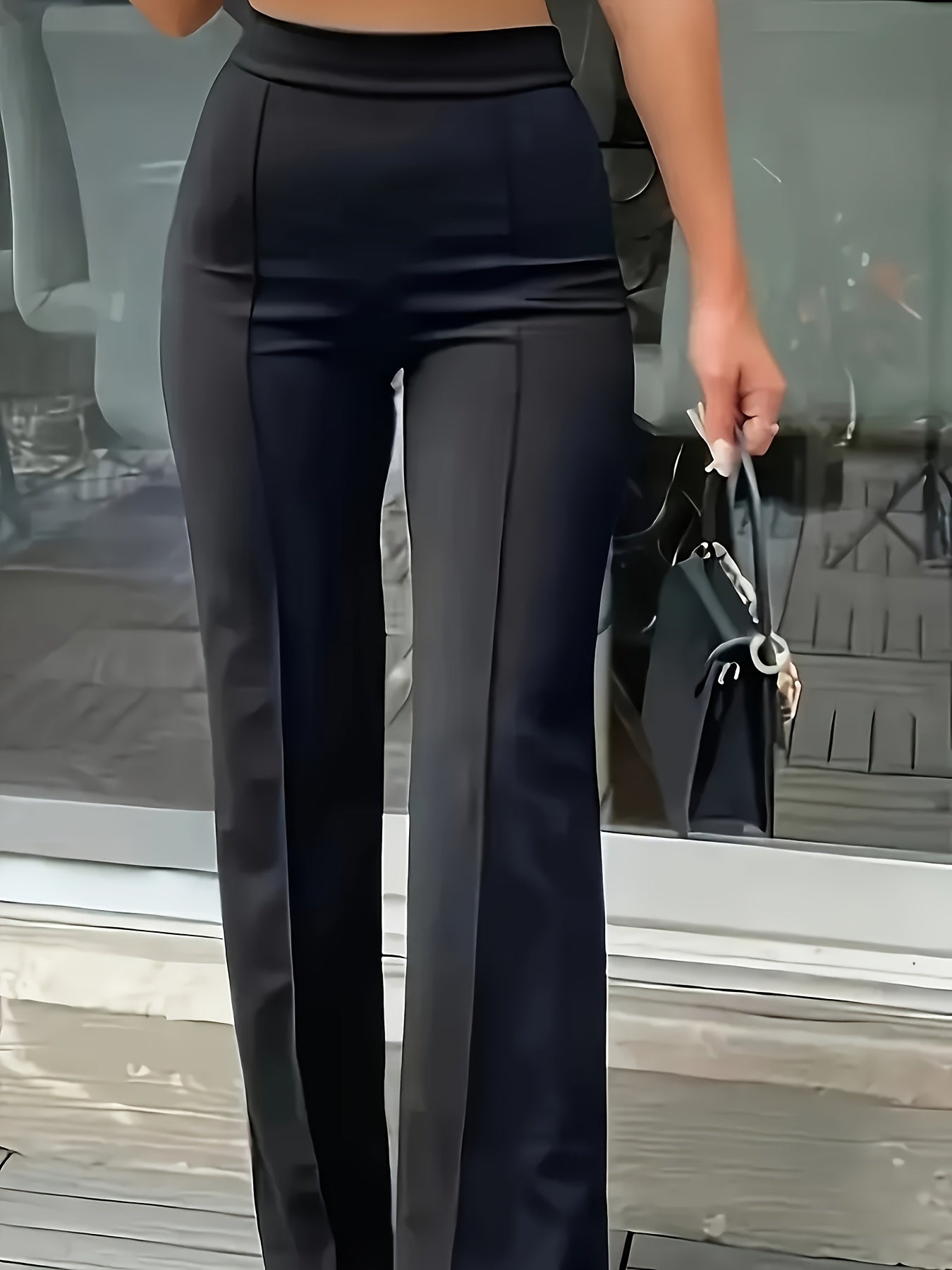 Women's Knit High-Waisted Slim Fit Pants Stretchy All-Season Casual