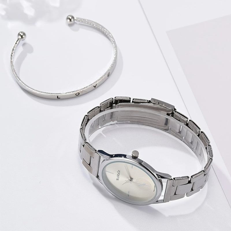 Pair of 2 Shiny Quartz Watches for Women and Men Stylish Analog Timepieces