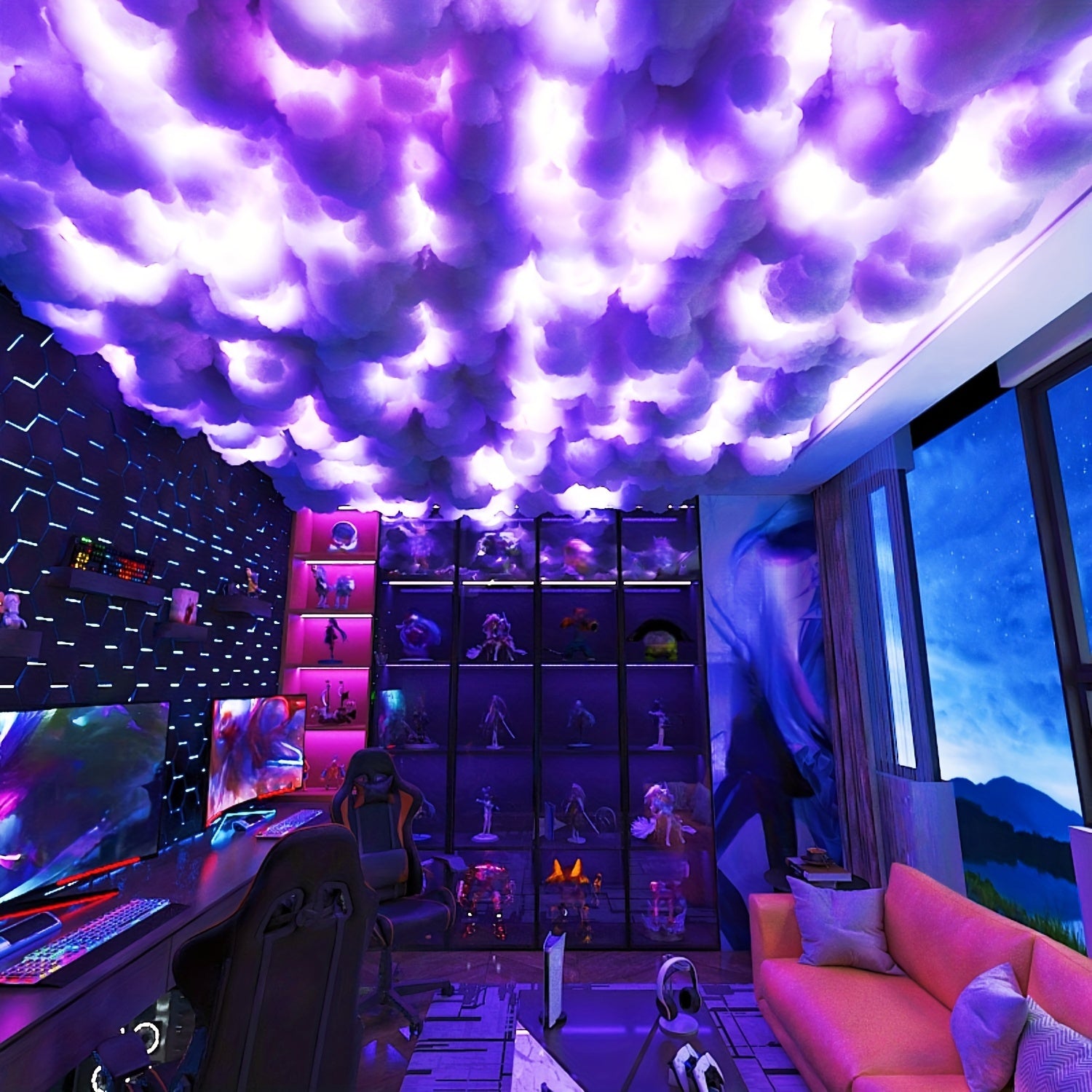 5m RGB LED Cloud Light Kit with Music Sync App Control USB Powered for Bedroom Gaming Party
