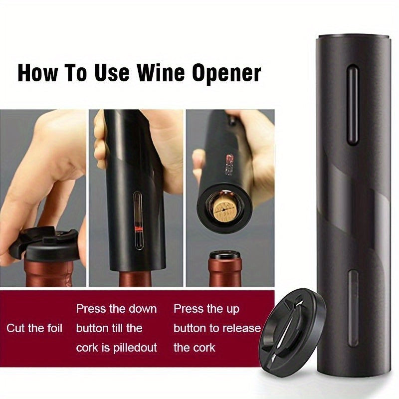 Cordless Electric Wine Opener Set with Vacuum Stopper and Foil Cutter