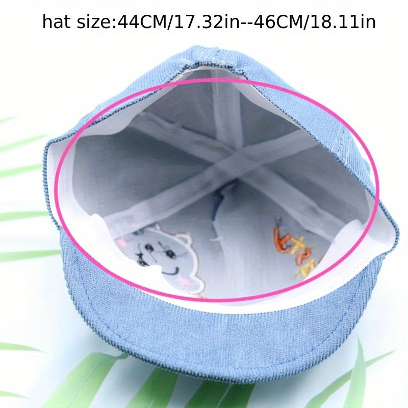 Kids Green Baseball Cap with Animal Patch Lightweight Stretchable Polyester All-Season Sun Protection