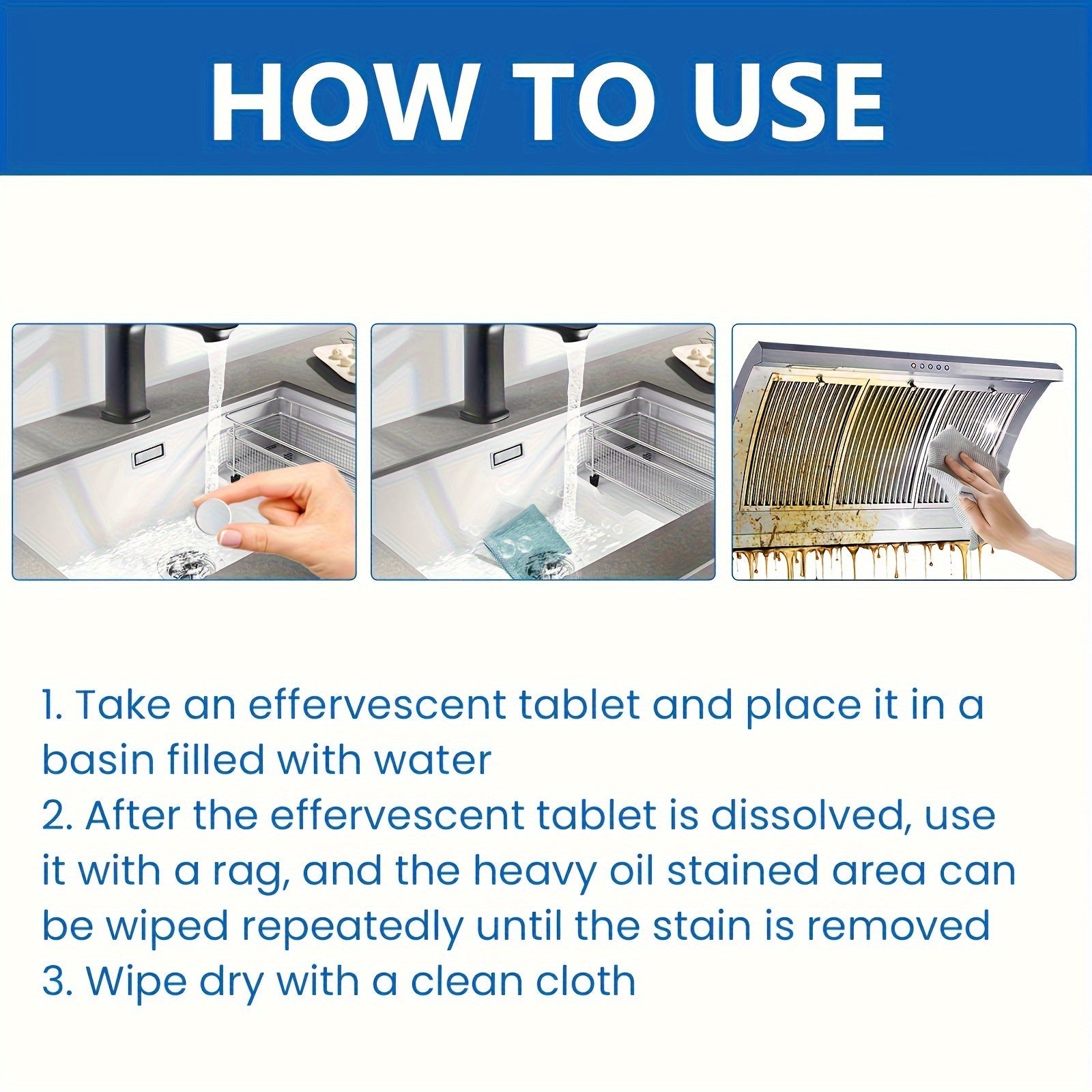 Multi-Purpose Kitchen Cleaning Tablets Heavy Duty Oven Grill Stove Cleaner