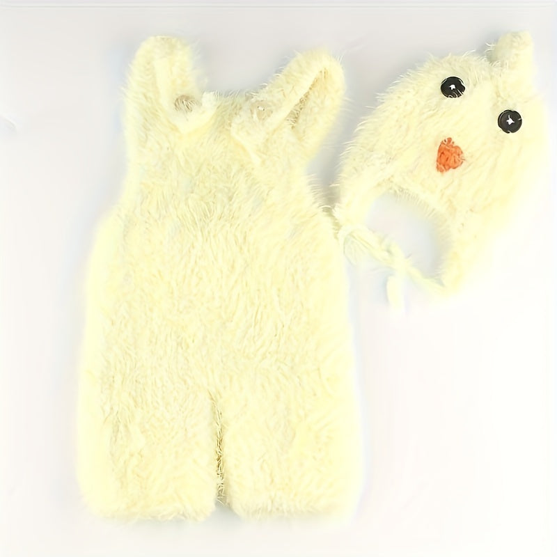 Baby Girl Knitted Romper and Crochet Hat Set for Holiday Photos and Special Occasions