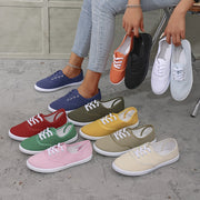 Women's Solid Color Fabric Sneakers with Round Toe for All-Season Comfort