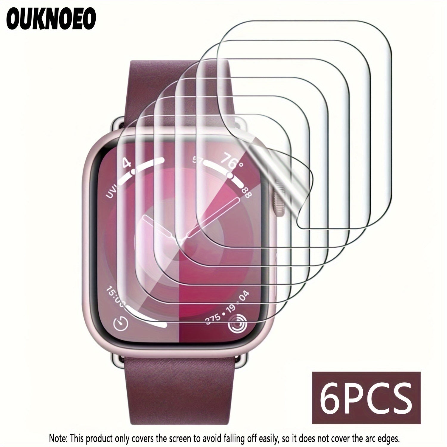 6 Pack Clear TPU Hydrogel Screen Protectors for Apple Watch Series Compatible