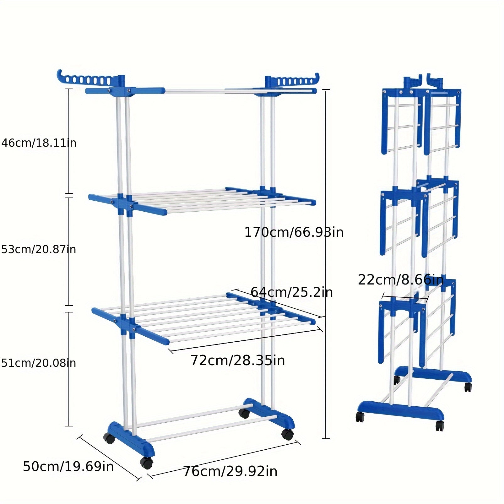 Tendedero de suelo plegable con 3 capas telescópicas para uso en interiores y exteriores