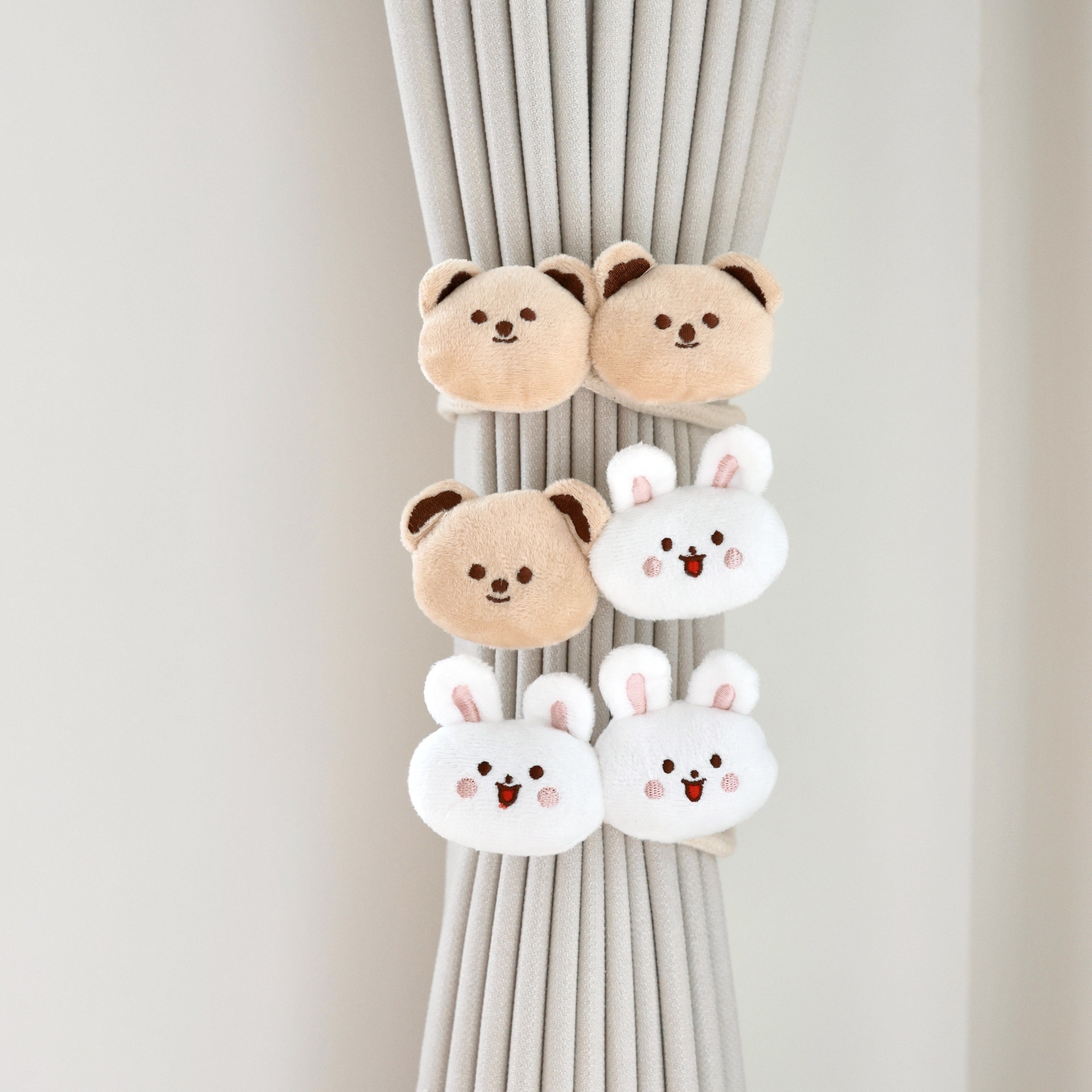 Children's Cartoon Curtain Tiebacks with Little Bear and Rabbit Design