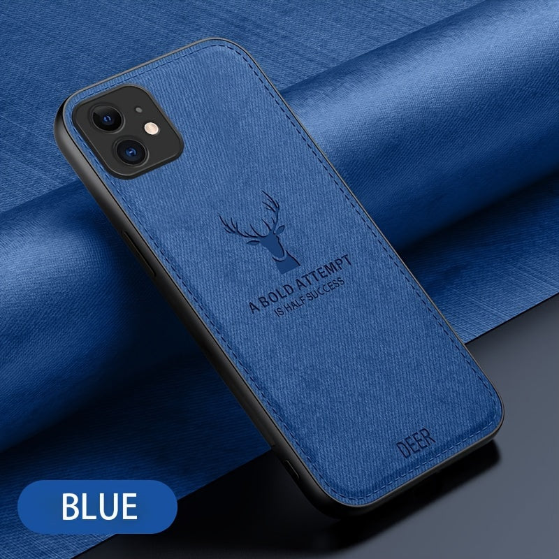 Faux Leather Deer Head Phone Case for iPhone Shockproof Slim Drop Resistant