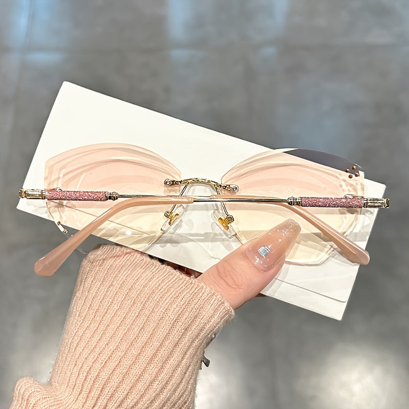 Розовые градиентные очки для чтения с кошачьим глазом и без оправы для женщин +1.0 до +4.0