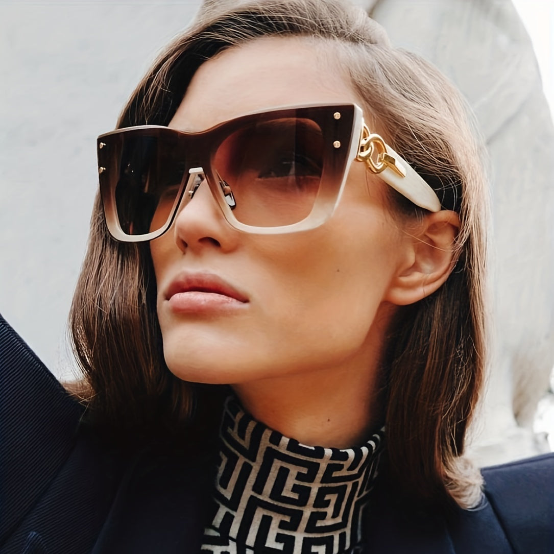 Large Frame Cat Eye Glasses for Women Gradient Lenses Composite Material Street Style Hiking