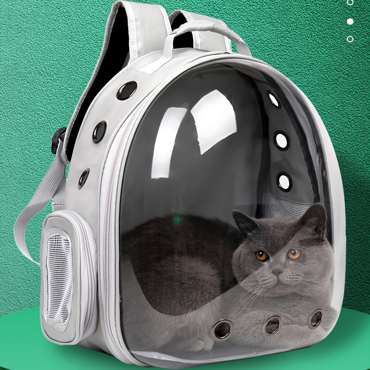 See-Through PVC Cat Carrier Backpack with Breathable Space Capsule Design