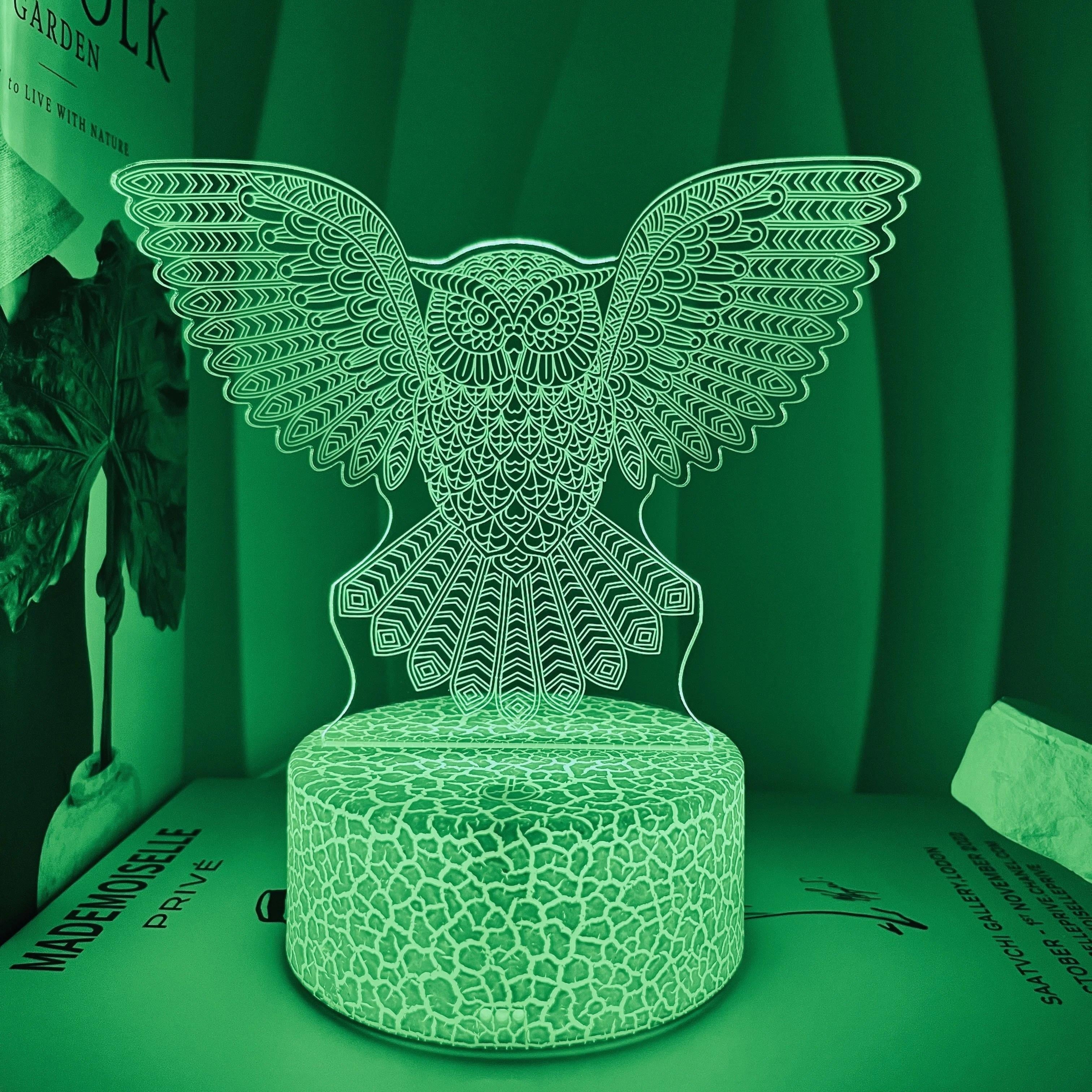 Lámpara de noche 3D de búho con USB, regalo para amigos, decoración para el dormitorio de niños