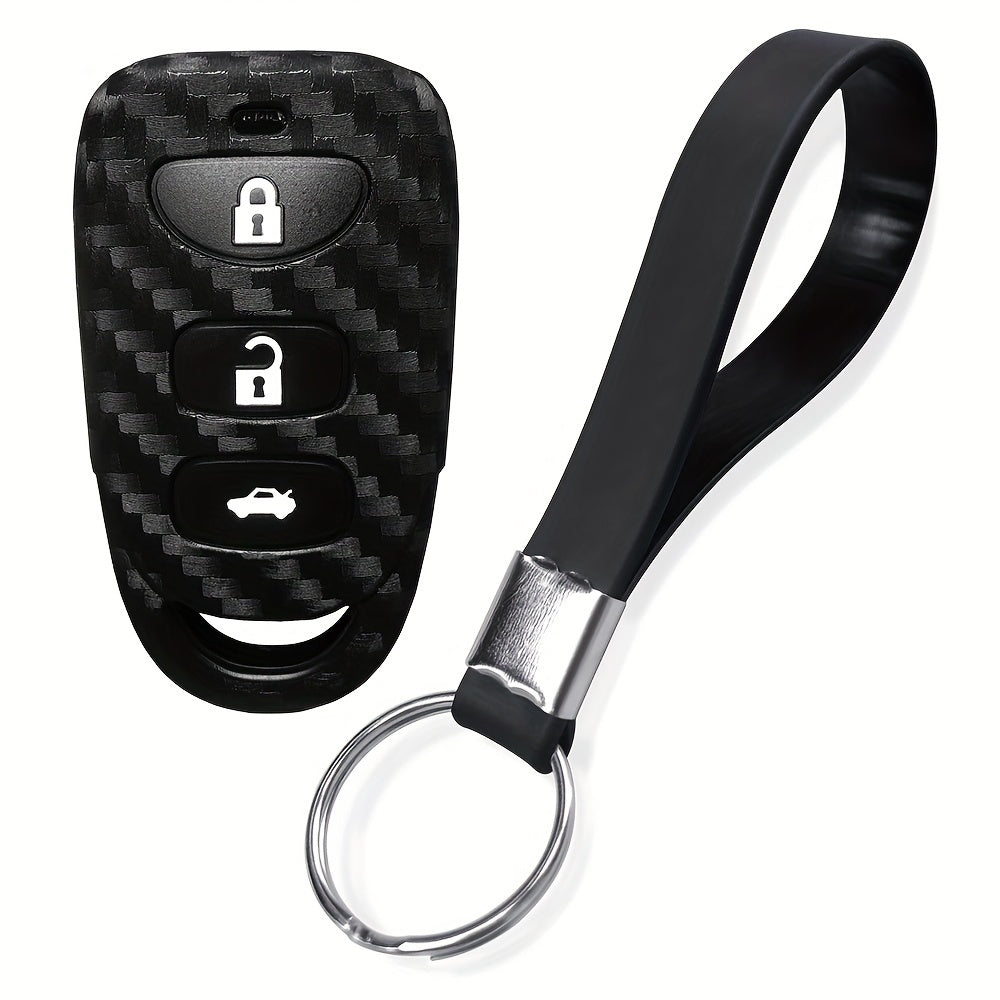 Silicone Car Remote Key Cover Carbon Fiber Style for Universal Vehicles