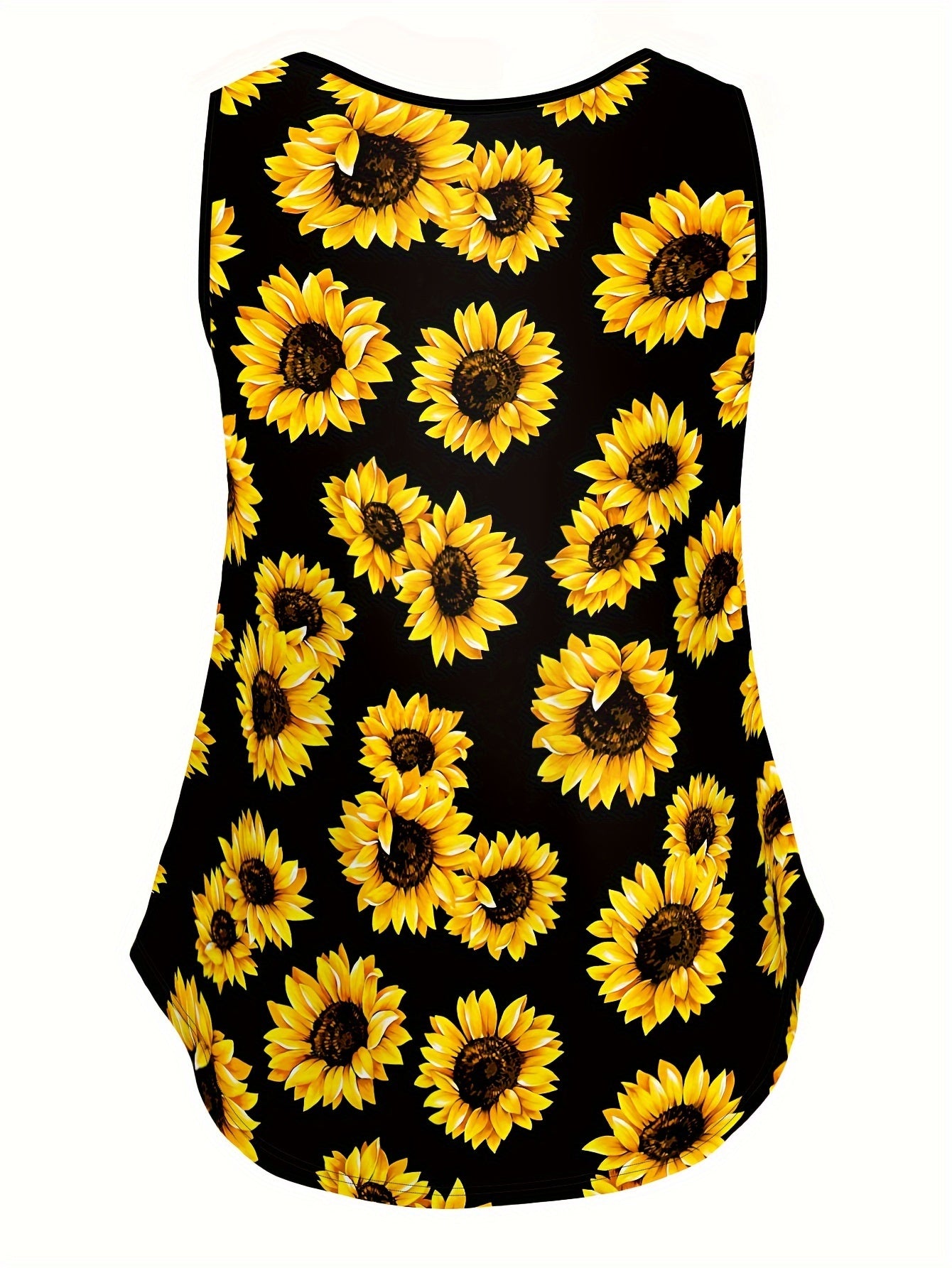 Plus Size Sunflower Print Tank Top Sleeveless Summer Women's Clothing