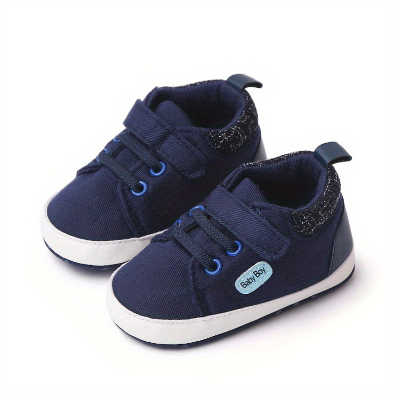 Infant Baby Boys Non-Slip High Top Canvas Sneakers Lightweight Geometric Embroidered