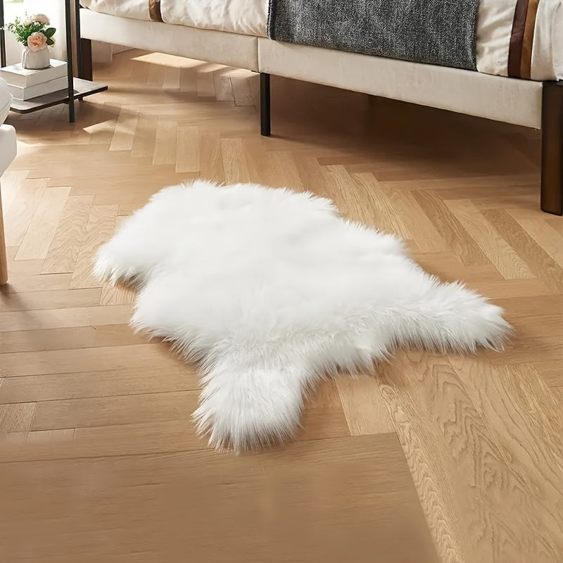 Alfombra de área de pelo sintético elegante, lavable a máquina, resistente a las manchas, forma irregular