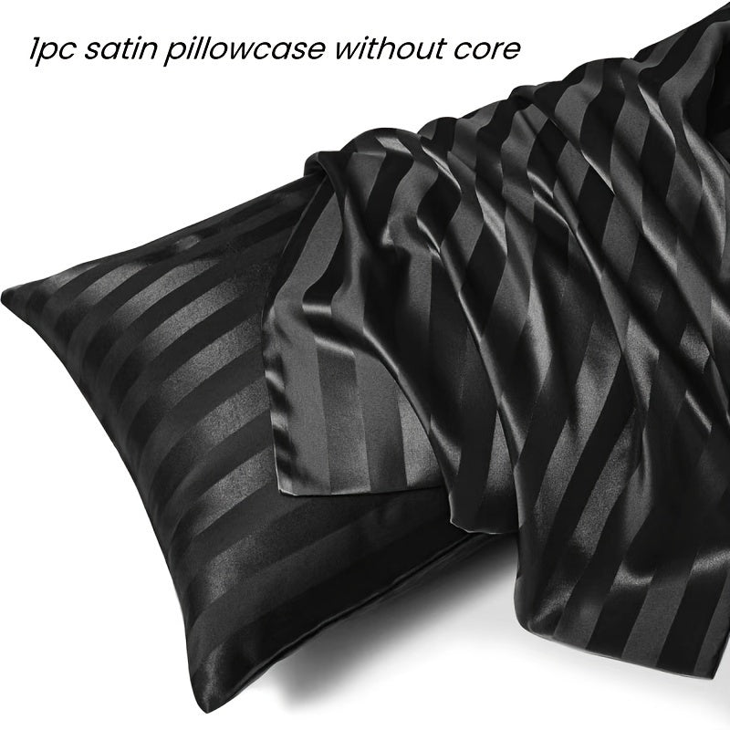 Soft Skin-Friendly Striped Satin Pillowcase with Flap Closure