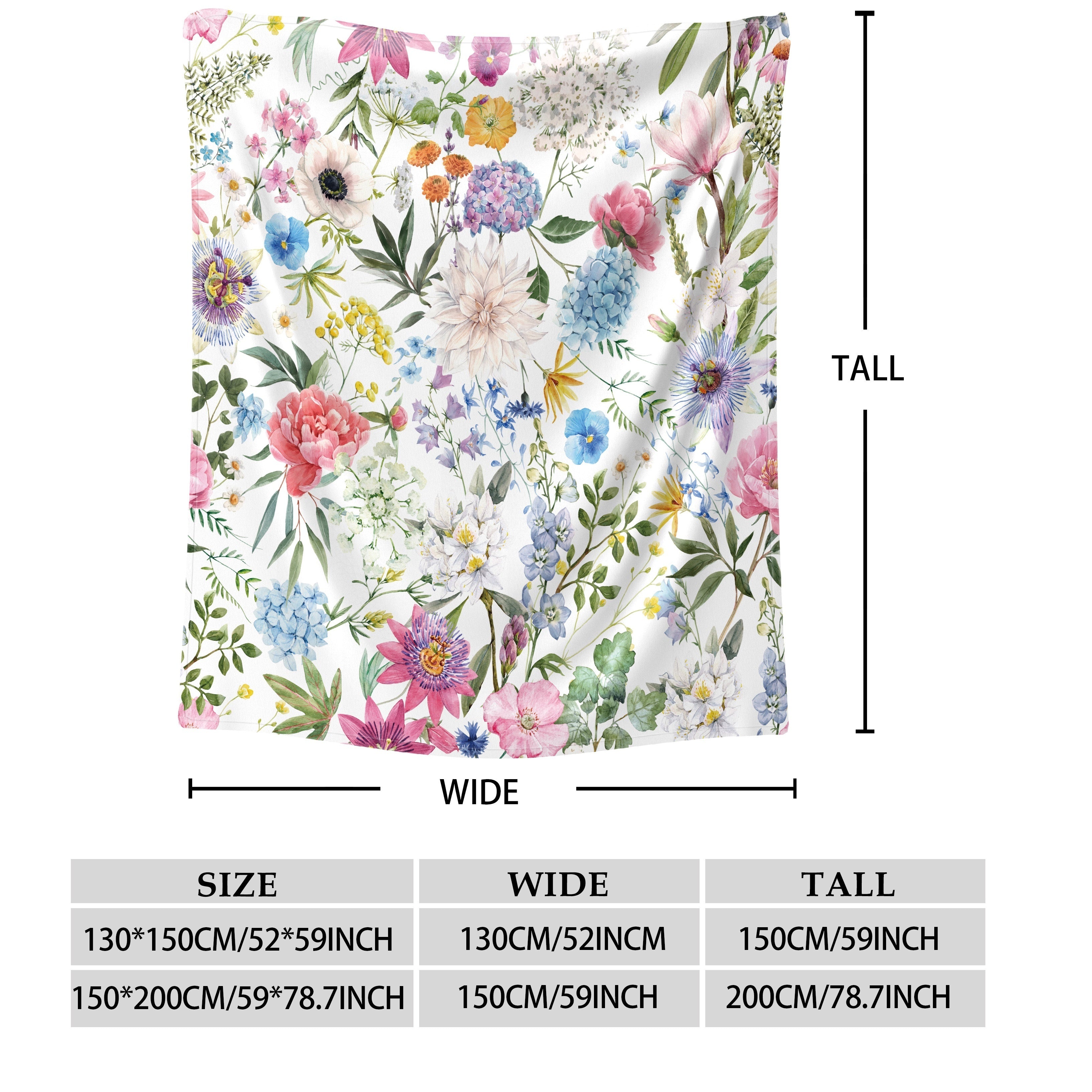 Cozy Flower Print Blanket for Girls and Adults Soft Warm All-Season Bedding