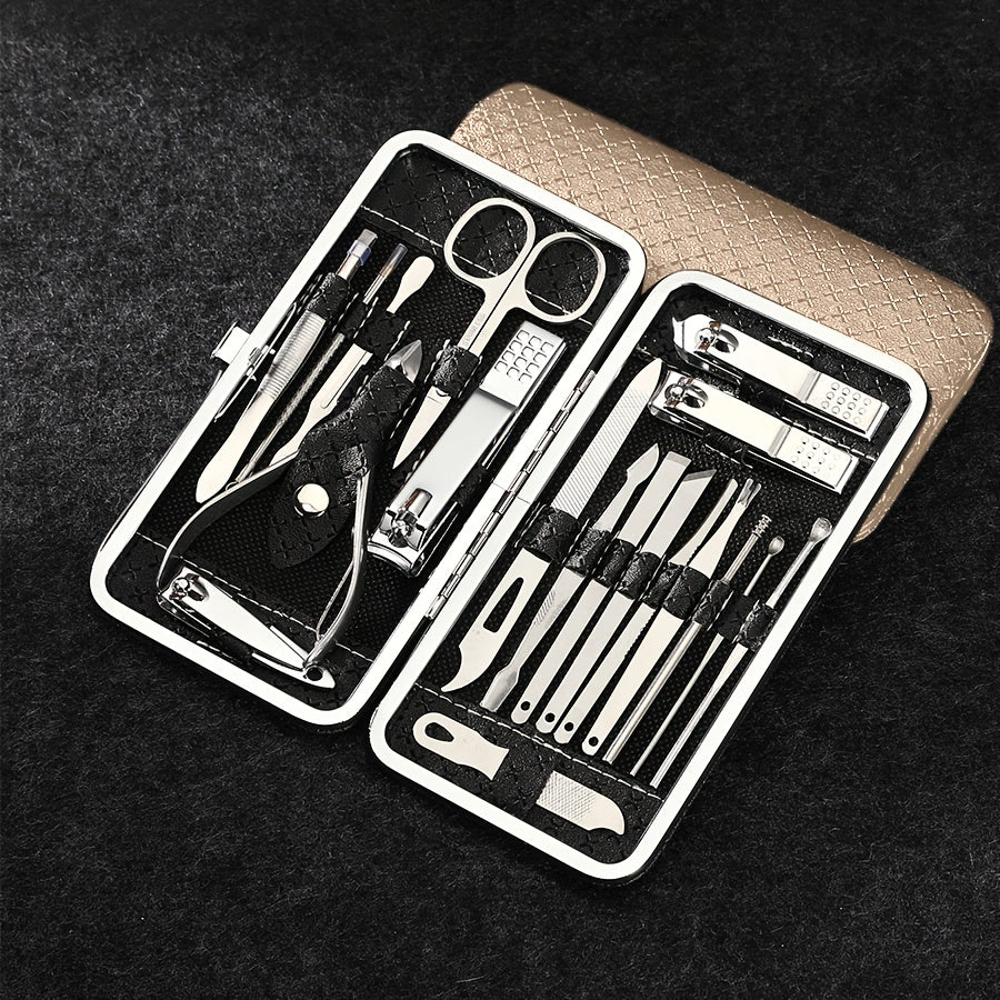 Stainless Steel Manicure Set with 19 Tools for Foot and Nail Care