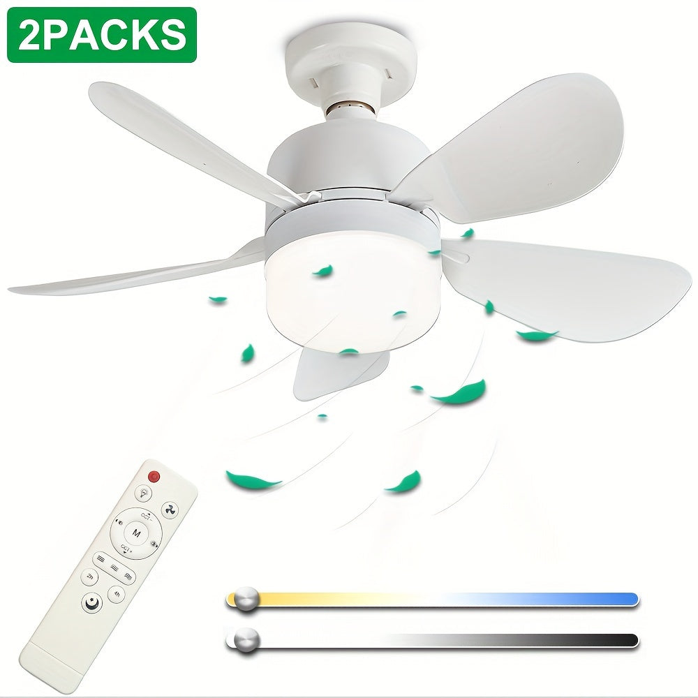 Silent LED Ceiling Fan with Light and Remote Control, Adjustable, E26/E27 Fittings