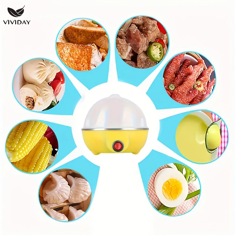 Yevropa Standartli Tuxum Pishirgich, uy uchun katta hajmli bitta qatlamli bug'li pishirgich, 7 tuxumni sig'ya oladi, avtomatik o'chirish funksiyasi bilan ko'p funksiyali, quruq qizib ketishni oldini oladi, nonushta uchun ideal