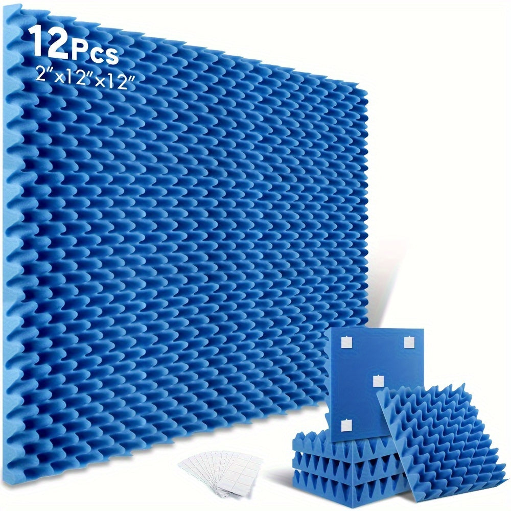 12 Pack Acoustic Foam Panels 30x30x5cm Soundproof Egg Crate Wall Sound Absorbing Sponge