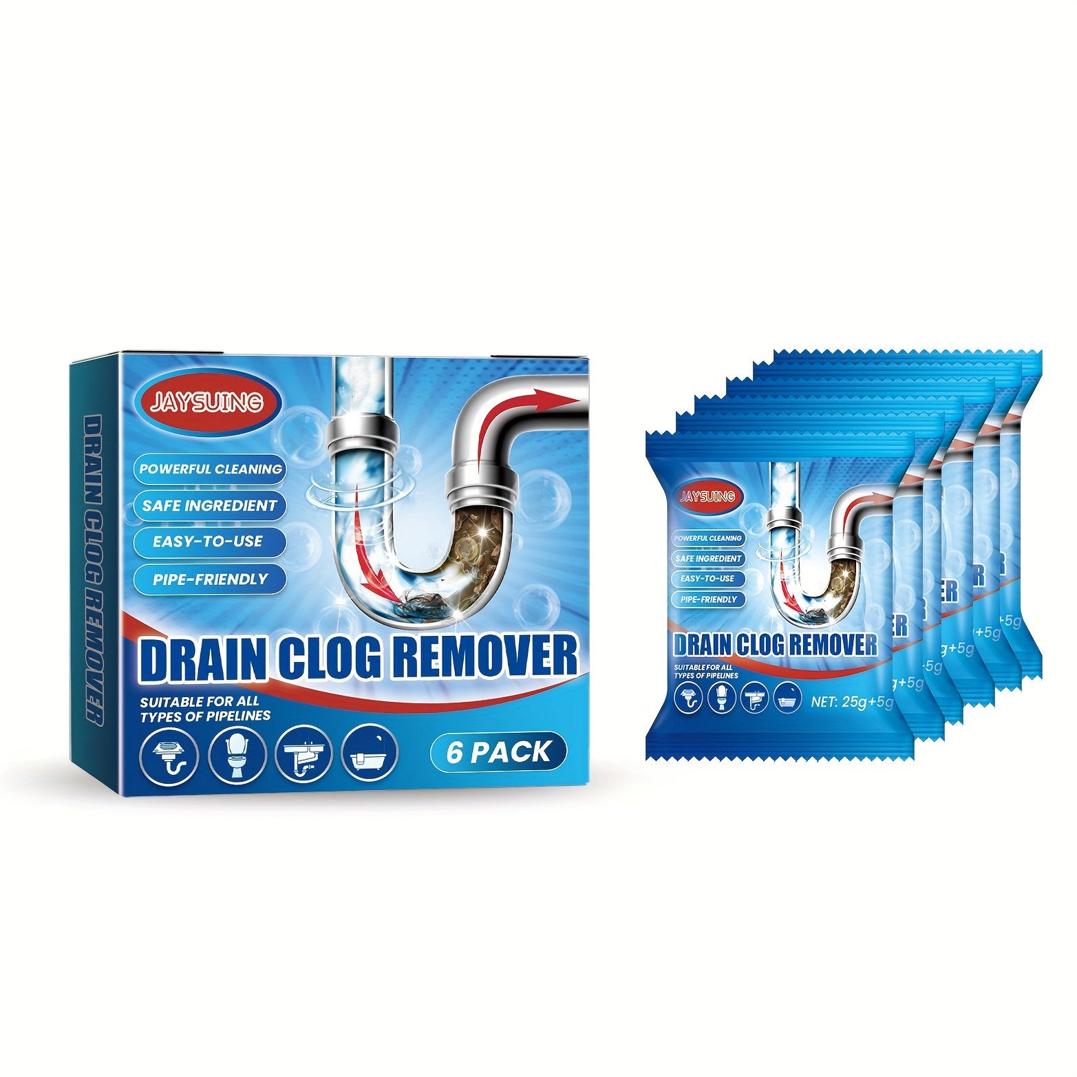 Drain Pipe Cleaning Powder for Clogs Hair Food Residue Oil Toilet Paper