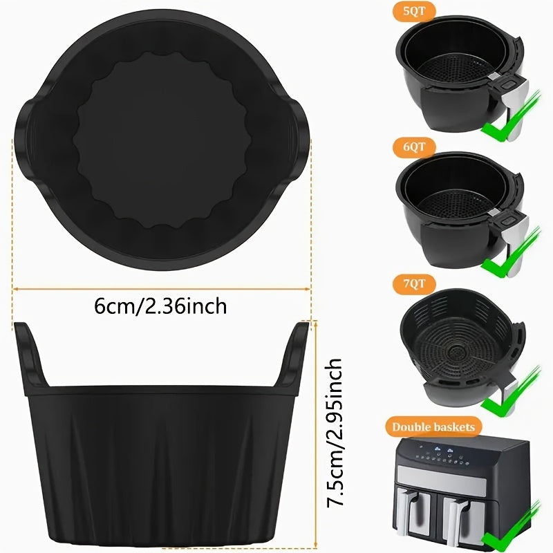 4 yoki 6 ta havo fritözida omlet qoliplari to'plami, qayta ishlatiladigan silikon mat bilan. Havo fritözü va tost uchun mini silikon omlet qolipi kiritilgan. BPA-siz, yopishqoq bo'lmagan oshxona aksessuarlari.