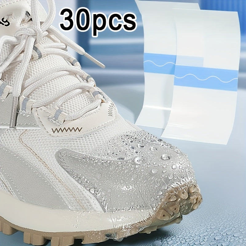 Unisex Transparent Waterproof Shoe Stickers, Anti-Dirt Toe Protectors, 30pcs