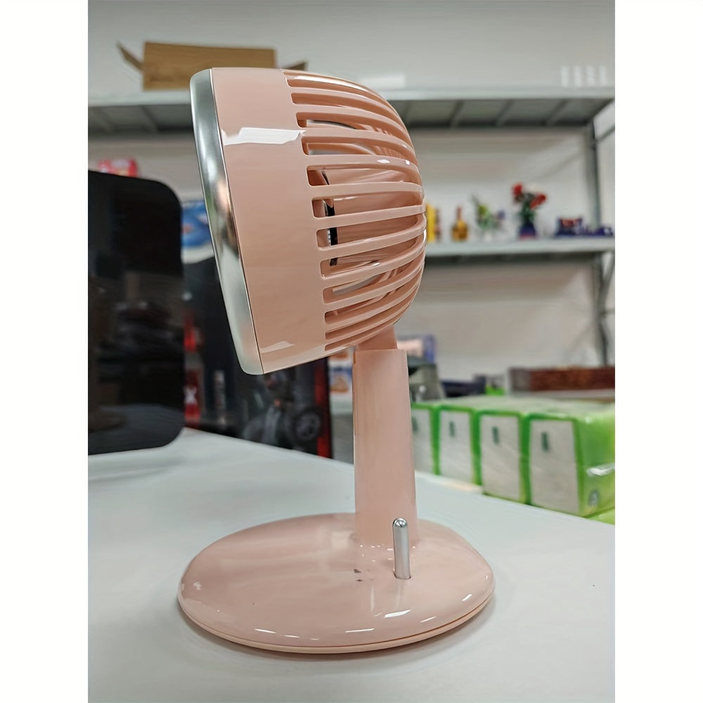 Ushbu muhim Retro Pink USB qayta to'ldiriladigan stol usti fanini oling, u uchta shamol tezligi sozlamalari bilan tinchlik uchun mo'ljallangan. Bu kompakt mini stol fan 90° ga sozlanadigan va bukiladigan bo'lib, u sizning uy ofisingiz uchun mukammal.
