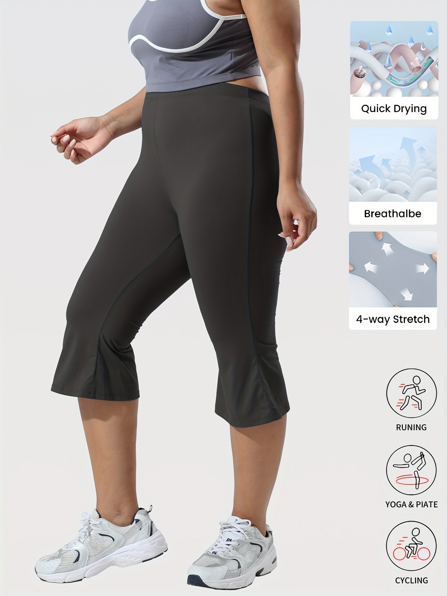 Women's Flare Pants Three-Quarter Waist Yoga Running Summer Pack