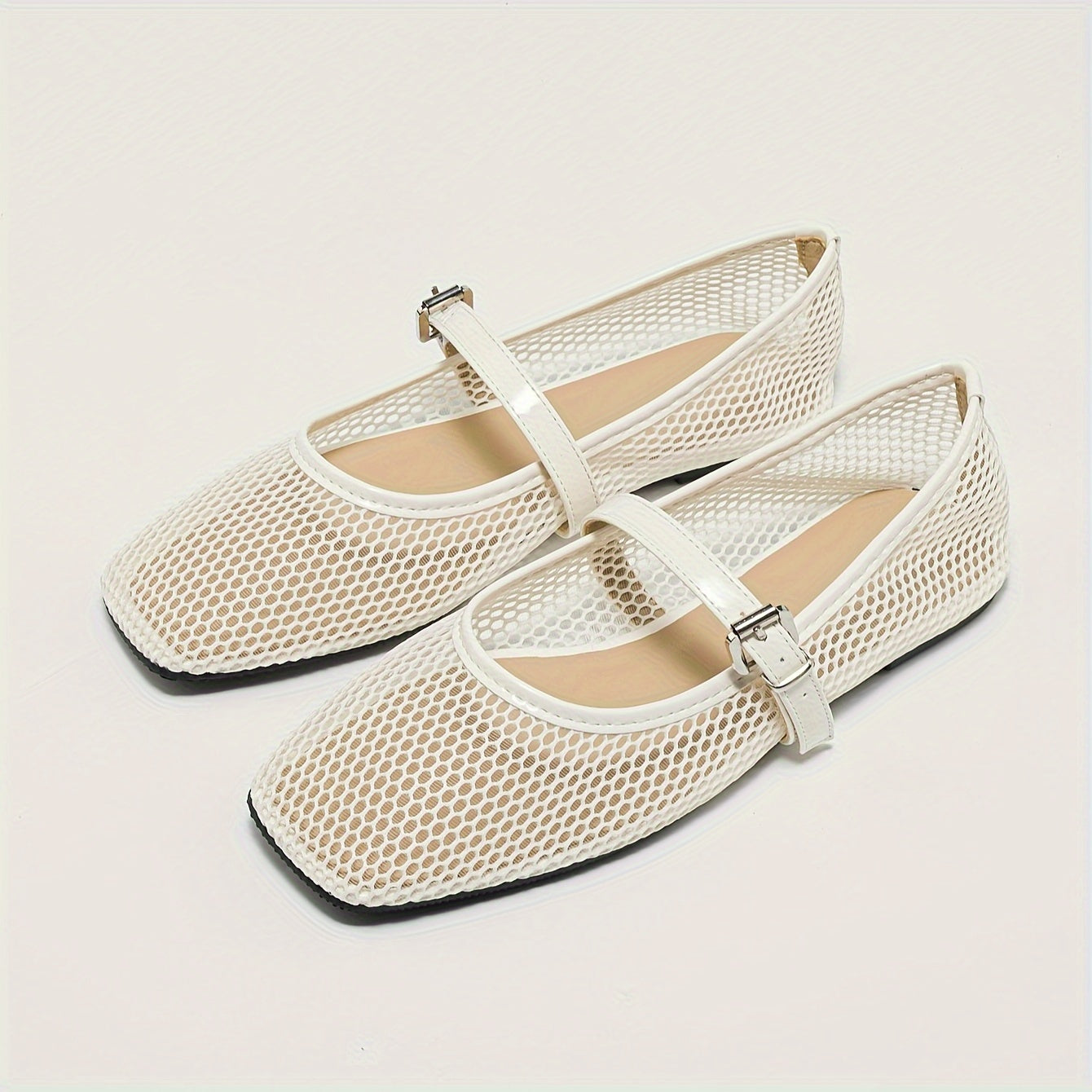 Women's Breathable Fabric Mary Jane Flat Shoes with Ankle Strap in Multiple Colors