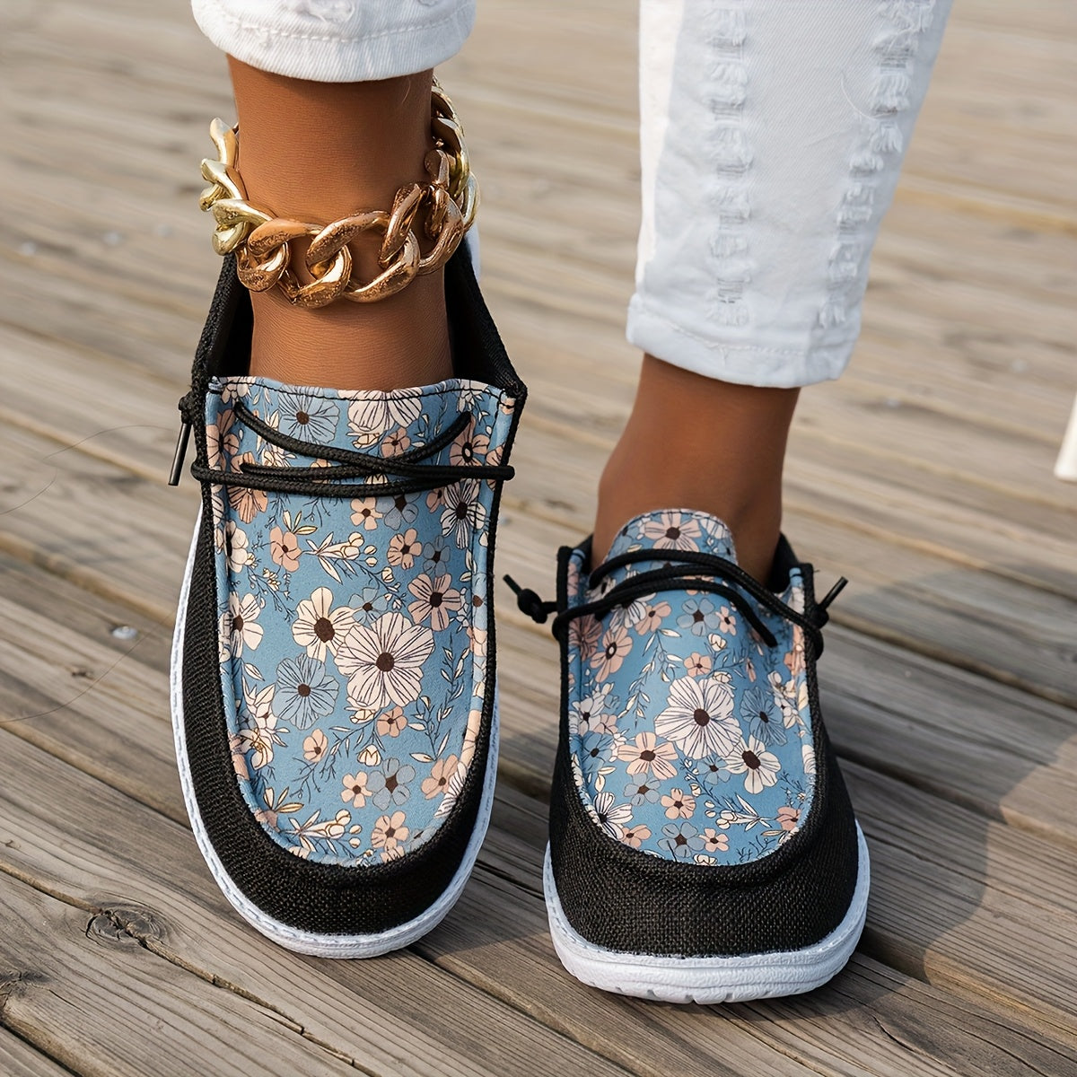 Women's Loafers Casual All-Season Slip-On Flats with Elastic Laces