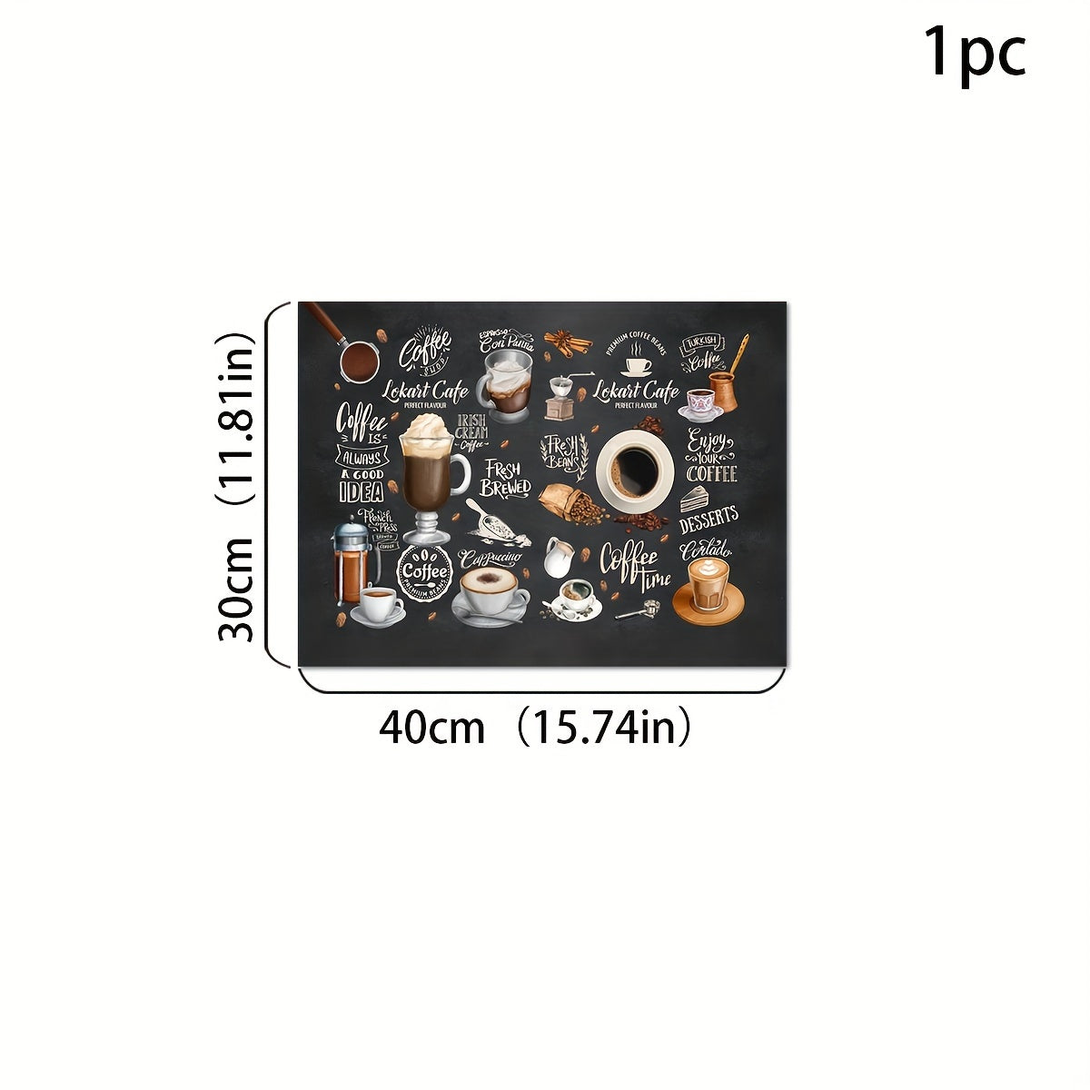 Vintage Coffee Pattern Rubber Dish Mat Kitchen Counter Protector Placemat