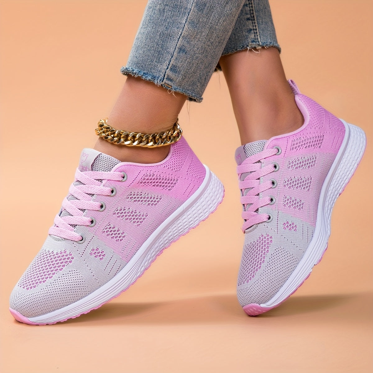 Zapatillas de running ligeras y transpirables para mujer con suela antideslizante negro rosa