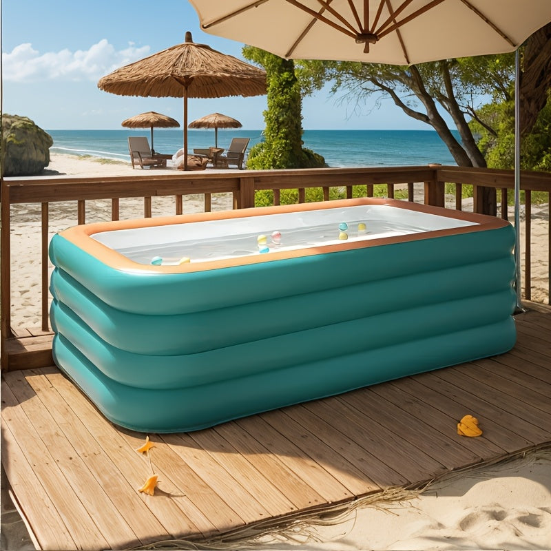 Inflatable Pool for Adults 3m x 2.5m Reinforced Green and Orange Water Park Design