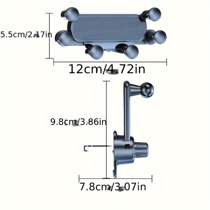 Avtomobil ventilyatsiya telefon tutqichi qora, 360° ga buriladigan, xavfsiz tutqich, 11.94-17.78 sm smartfonlarga mos keladi