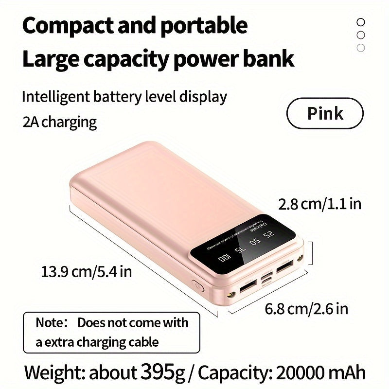 Портативный аккумулятор емкостью 20000mAh/10000mAh с LED-дисплеем, легкий и компактный. Совместим с устройствами iPhone/Android. Идеален для экстренных ситуаций.