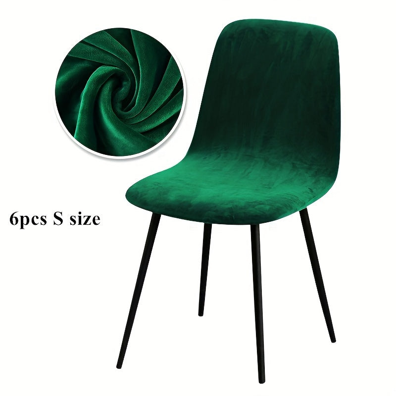 Velvet Arc-Shaped Short Back Chair Slipcover for Dining and Home Office