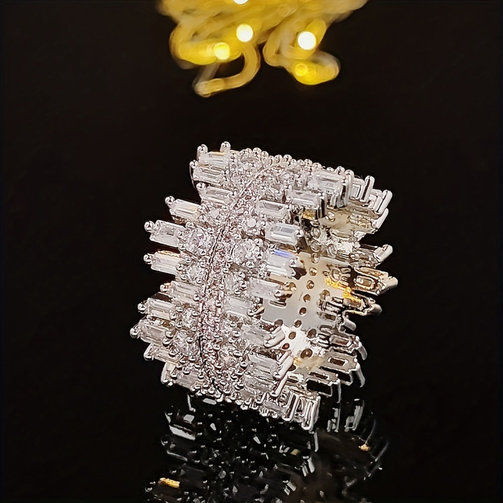 Anillo de cobre con piedras de zirconia sintética, forma elegante y única para fiestas y regalos