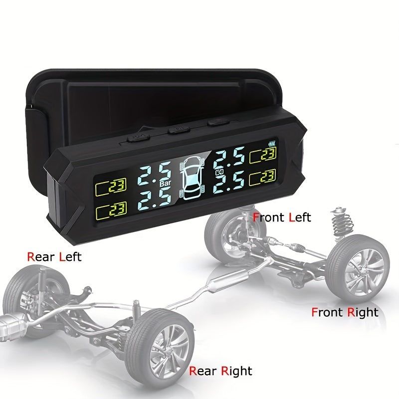 Solar-Powered Tire Pressure Monitoring System for Vehicle Wheel Gas Pressure