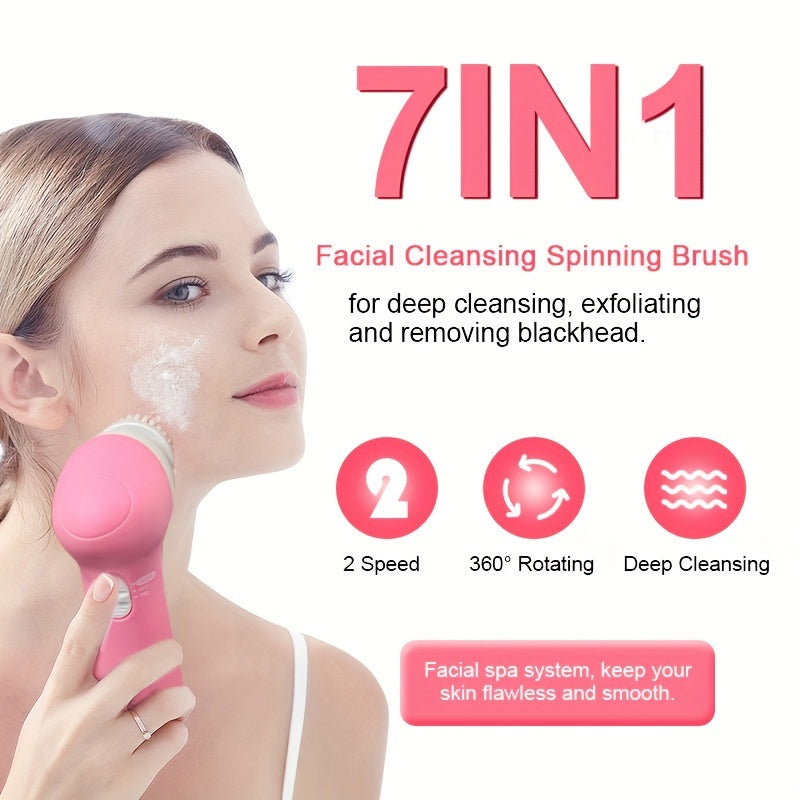 7-в-1 Электрическая щетка для очищения лица и массажер для тела без батареи