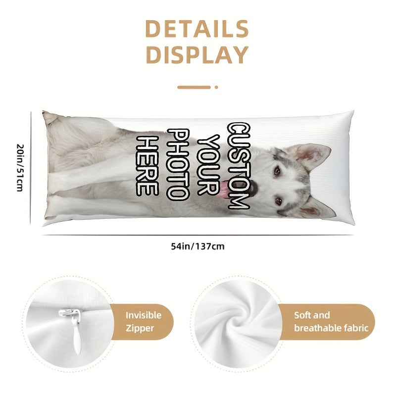 Double-Sided Personalized Plush Photo Pillowcase Soft Cozy 50.8x137.16 cm Gift