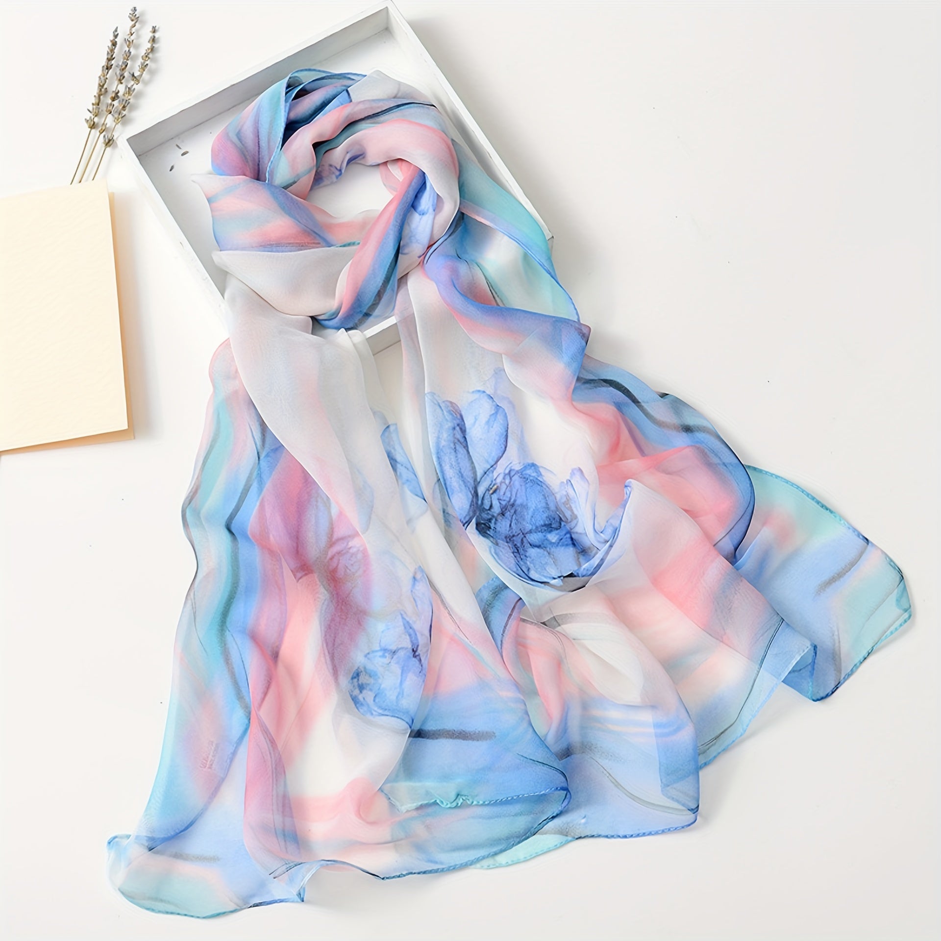 Women's Silk Scarf with Peony Design for Spring and Summer