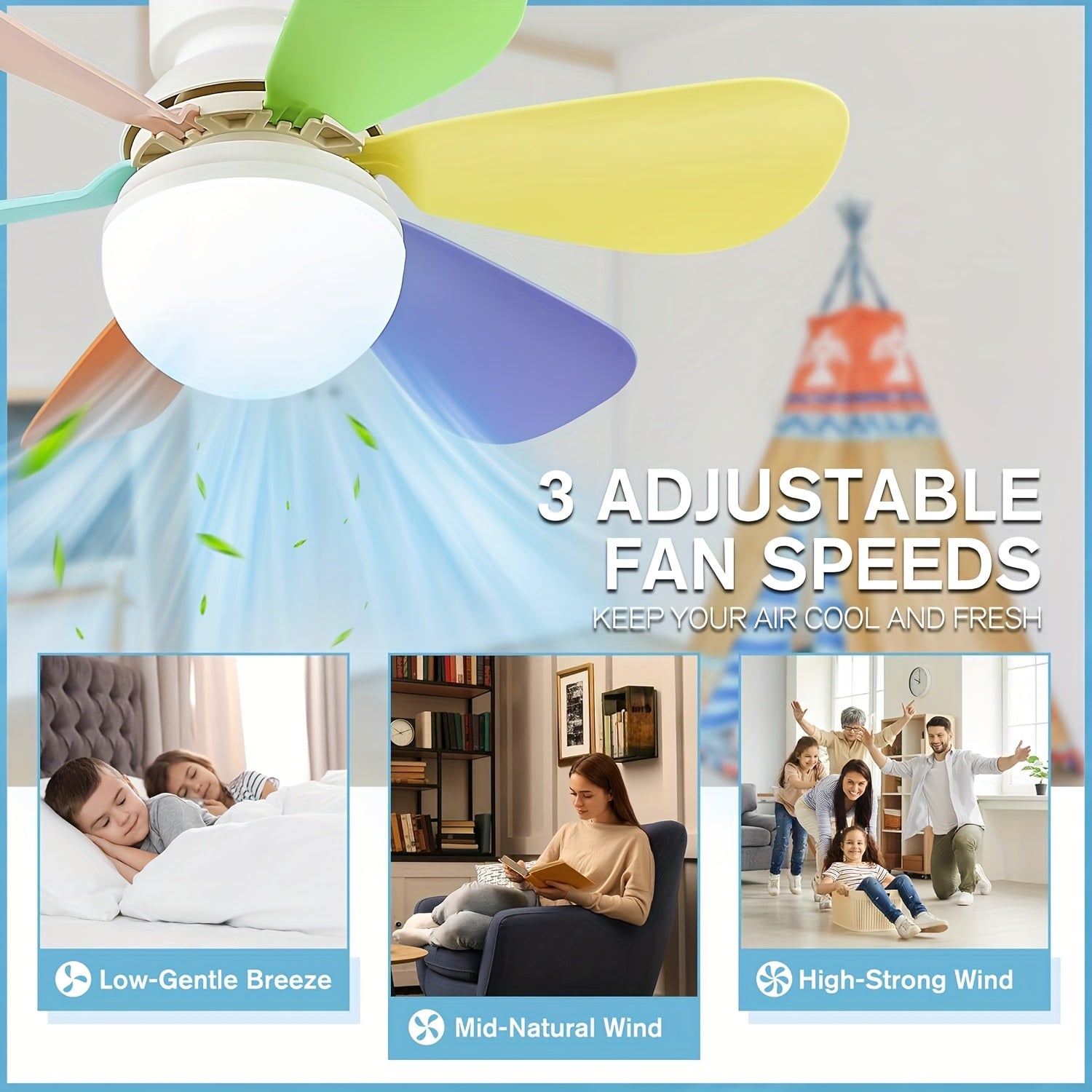 52cm Ceiling Fan Light with Remote Dimmable 3000K-6500K E26/E27 Socket White