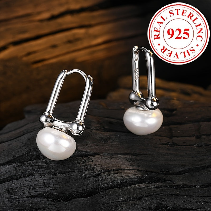 925 Sterling Silver dan tayyorlangan, Freshwater Pearl dizayni bilan ajralib turadigan ajoyib gippoallergen halqali marjonlar, zamonaviy ayol uchun mukammal sovg'a.